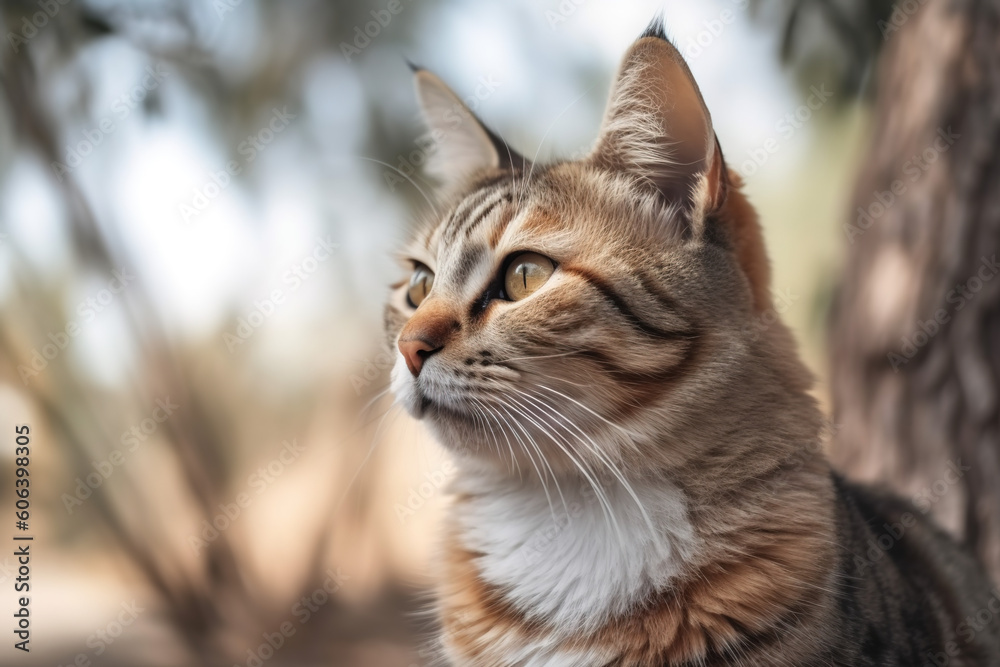 portrait of a cat in nature