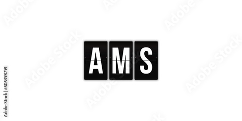AMS - Amsterdam Airport 3-letter Code. Split-flap Display. photo