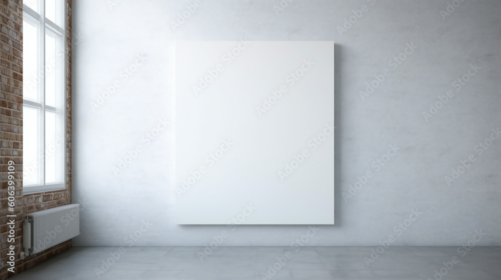 Modern Interior Design with Blank Mockup Frame Poster, 3D Render, 3D Illustration Modern Interior Design with Blank Mockup Frame Poster, 3D Render, 3D Illustration