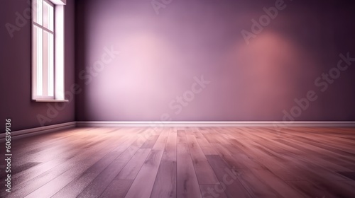A shadow from a window in an empty room with purple walls. Design and interior of the room. Generative AI