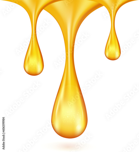 Realistic vector honey drop in background white