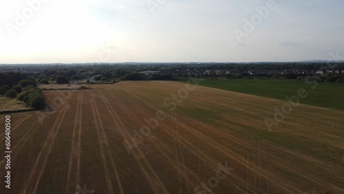 Bird's-eye view of a harvested agricultural field © Ben Owen/Wirestock Creators