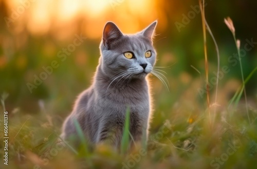 British Blue Shorthair cat. Generative AI.