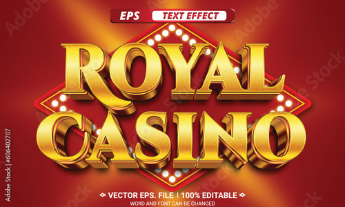 Royal casino red and gold editable 3d vector eps text effect
