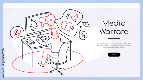 Media warfare - modern colorful line design style banner