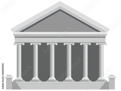 Exterior of a court building isolated on a white background