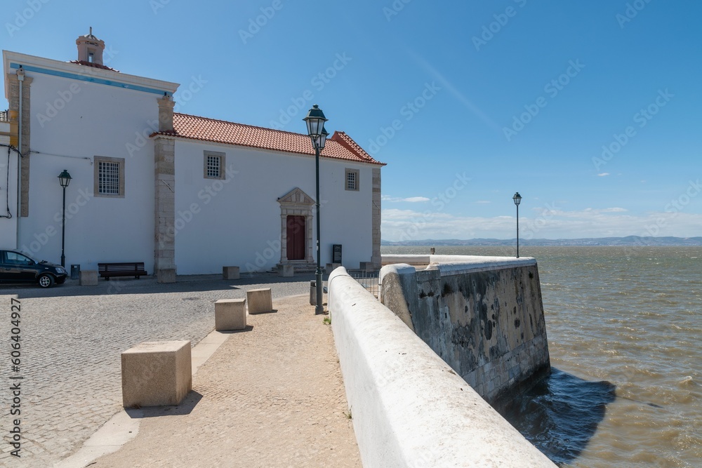 Scenic view of a town that is built on the seaside, with an amazing view of the seascape