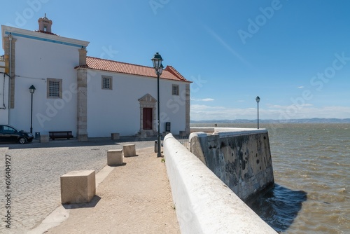 Scenic view of a town that is built on the seaside  with an amazing view of the seascape
