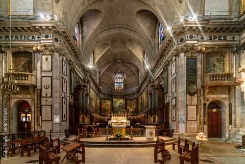 Interior of Basilica of Notre-Dame des Victoires church, Paris, France