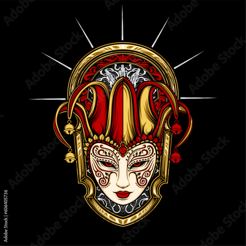female jester head illustration