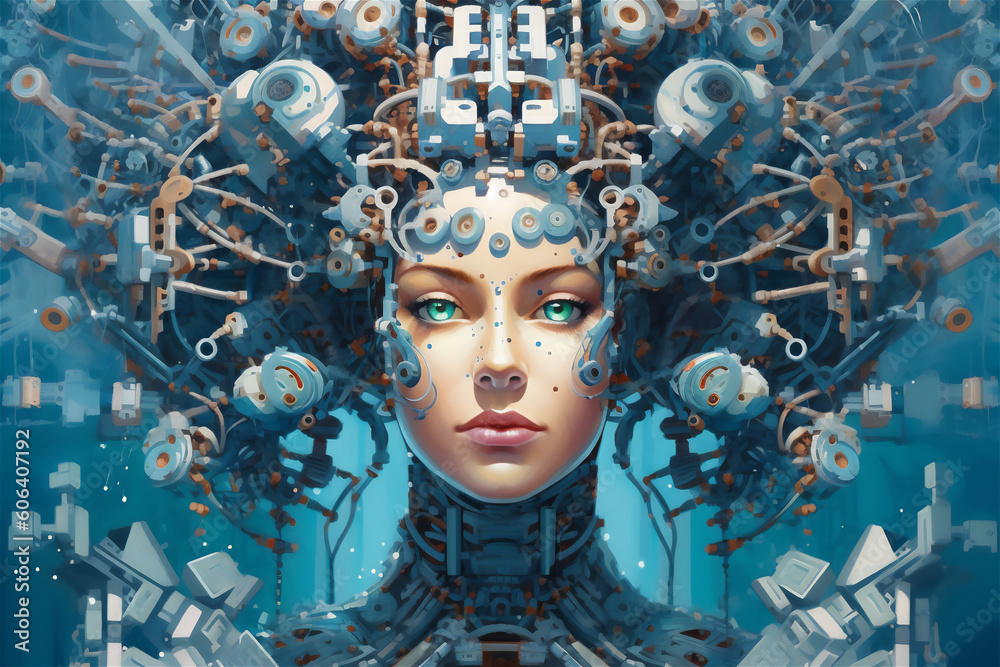 wilco the electronic remix, in the style of detailed science fiction illustrations, symbolic portraiture, futuristic victorian, realistic hyper-detailed portraits, cyan and brown. Created using AI. wilco the electronic remix, in the style of detailed science fiction illustrations, symbolic portraiture, futuristic victorian, realistic hyper-detailed portraits, cyan and brown. Created using AI.