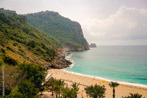 Fototapeta Naklejka Na Ścianę i Meble -  Cleopatra beach in Alanya with blue water, Alanya, Turkey