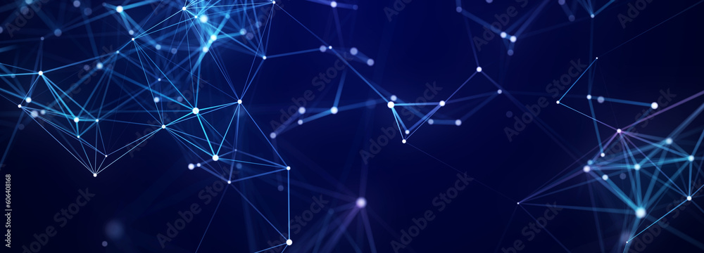 Abstract digital background of points and lines. Glowing plexus. Big data. Network or connection. Abstract technology science background. 3d rendering - obrazy, fototapety, plakaty 