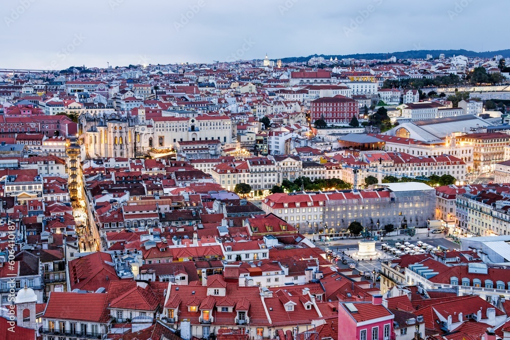 Skyline of Lisbon in the evening. Portugal.