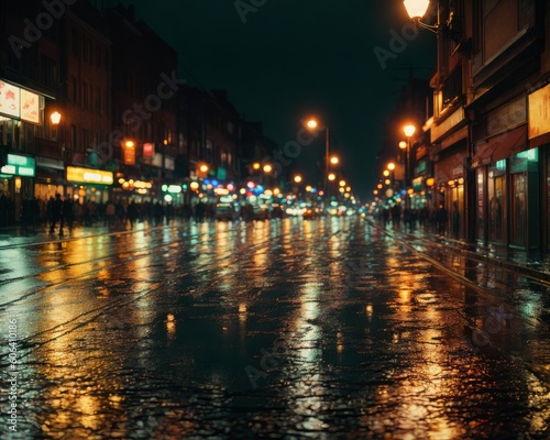 Picture of a wet street by night volume one created with generative ai  ki