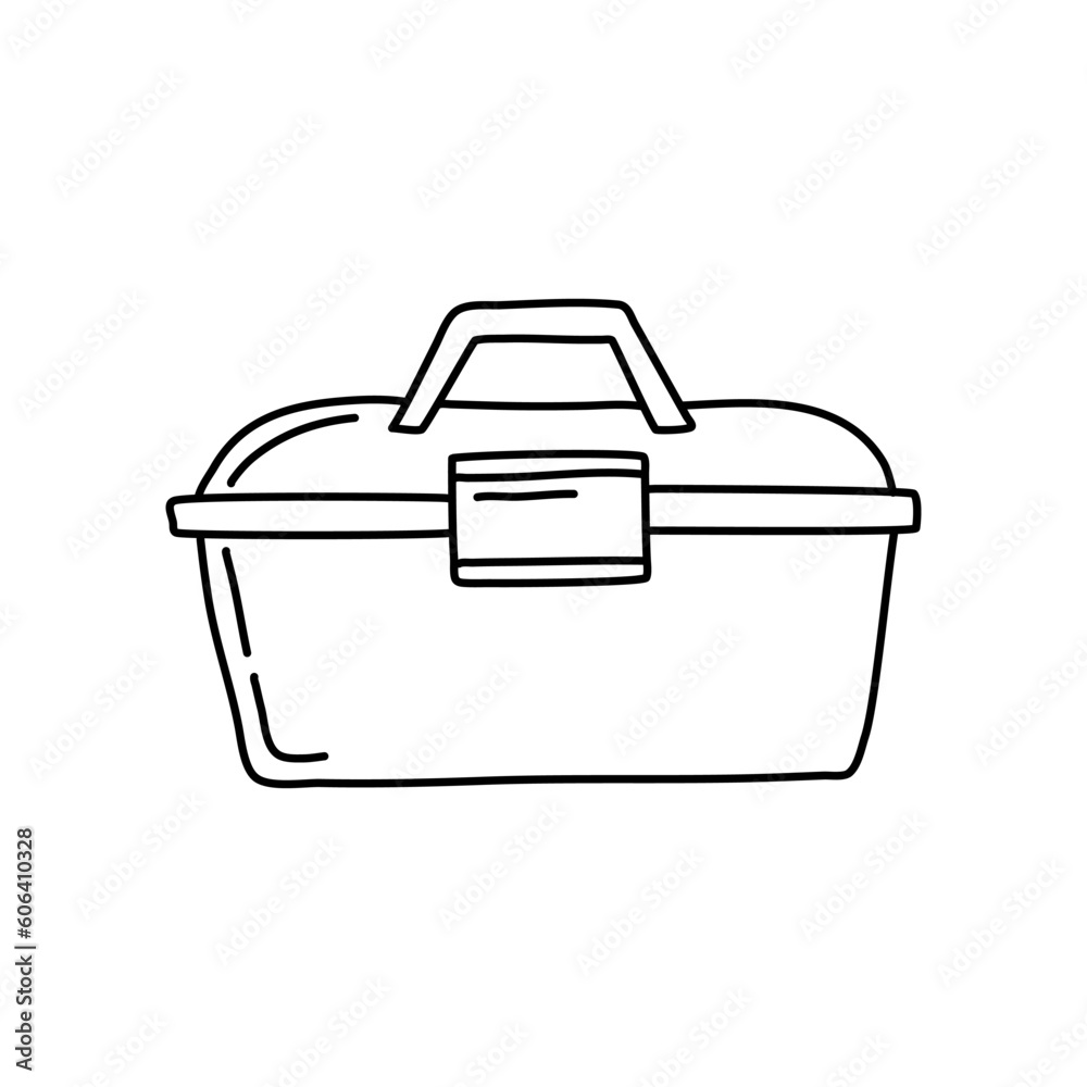 Toolbox hand drawn tool icon. Linear vector illustration from hand drawn construction collection. Outline toolbox hand drawn tool icon vector Toolbox hand drawn tool icon. Linear vector illustration from hand drawn construction collection. Outline toolbox hand drawn tool icon vector