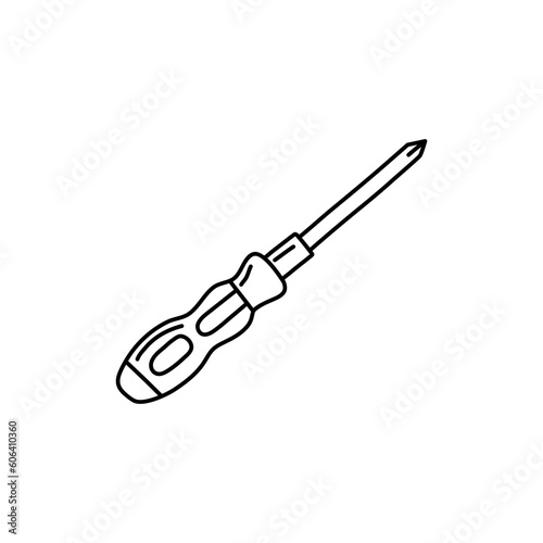 Screwdriver in doodle style. Coloring for children