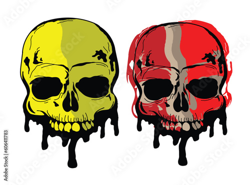 Illustration skulls isolated on white backgrounds, for on t-shirt, hat and a sticker