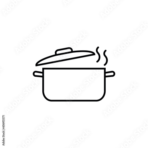 Pan line icon, cooking food logo vector