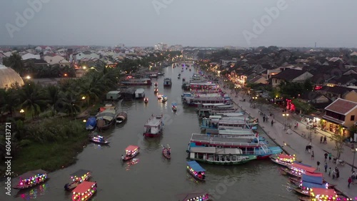 Drone footage of the ancient city of Hoi An on Vietnam's central coast photo