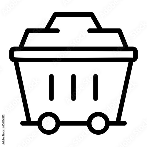 mine cart line icon