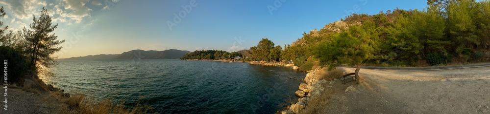 Panoramic view of the coastline of Marmaris Hisaronu Mugla, Turkey
