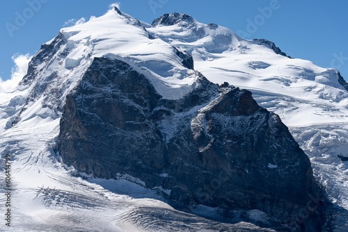 Aerial landscape of the mesmerizing snowy Gorner Glacier