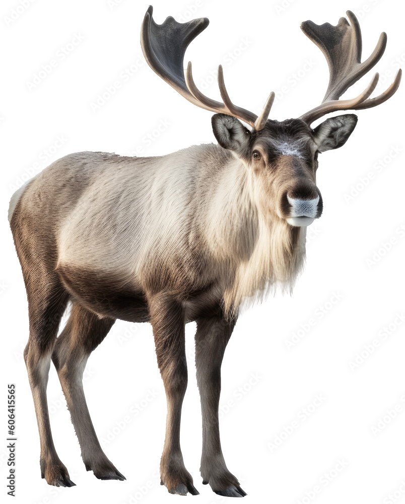 Arctic Reindeer isolated on white or transparent background as PNG, generative AI animal Arctic Reindeer isolated on white or transparent background as PNG, generative AI animal