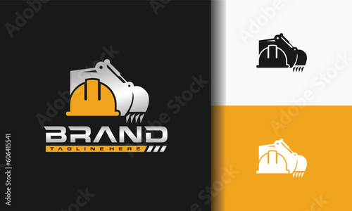 helmet scoop excavator construction logo