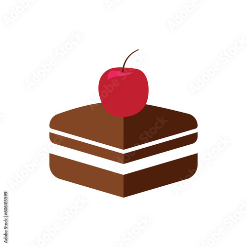 cake cherry sweet dessert symbol logo vector illustration template design 