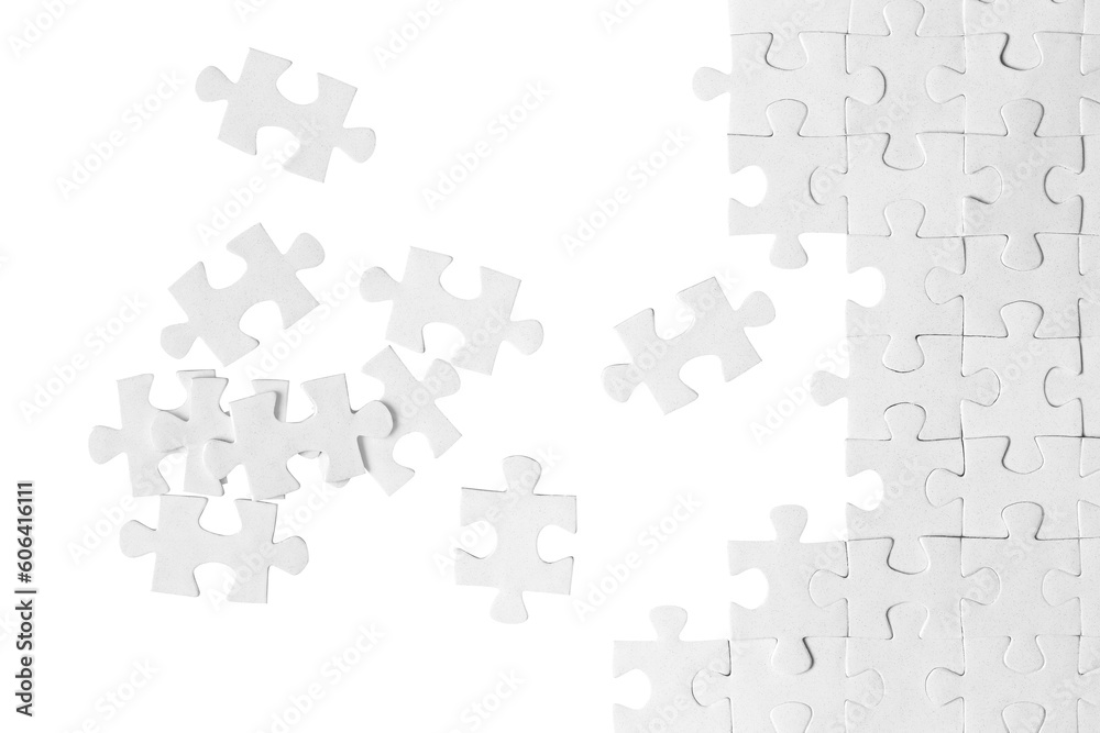 White puzzle pieces, cut out White puzzle pieces, cut out