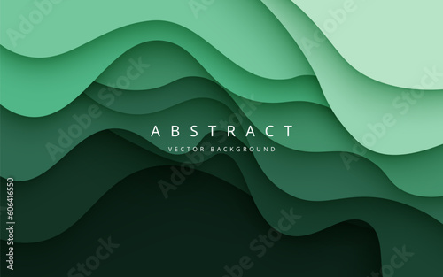multi colored abstract green papercut overlap layers background. eps10 vector