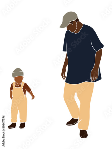 Abstract father with baby illustration. Vector illustration.