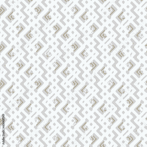 Ethnic fabric seamless pattern. Freehand zigzag stripes print. Boho chic design background. Tribal wallpaper. Brush wavy lines. Hand drawn geometric ornament. Chevron backdrop. Indigenous Vector art