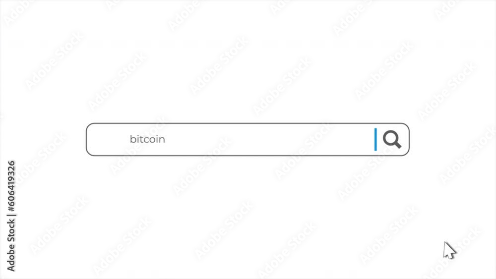Bitcoin in search animation. Internet browser searching