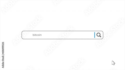 Bitcoin in search animation. Internet browser searching photo