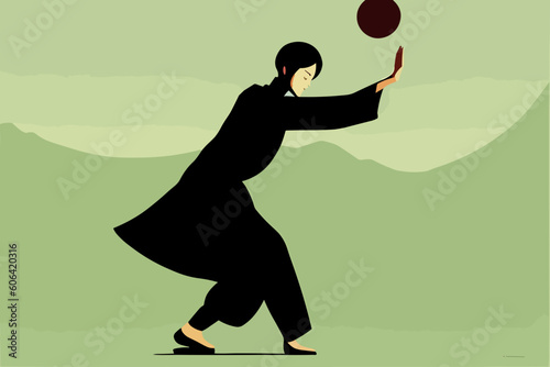 Woman doing tai chi qi gong