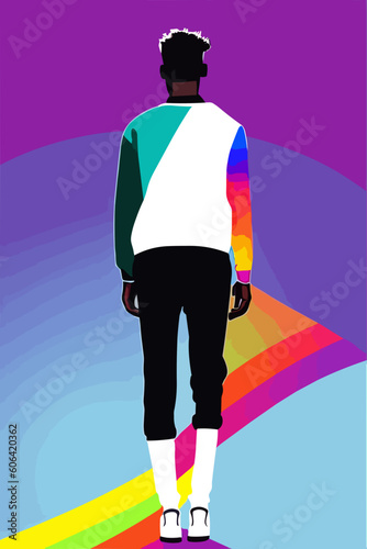 LSBTQ, lesbian, gay, bisexual, transgender and queer person | vector illustration minimal line art drawing  photo