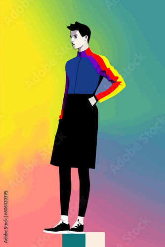 LSBTQ, lesbian, gay, bisexual, transgender and queer person | vector illustration minimal line art drawing 