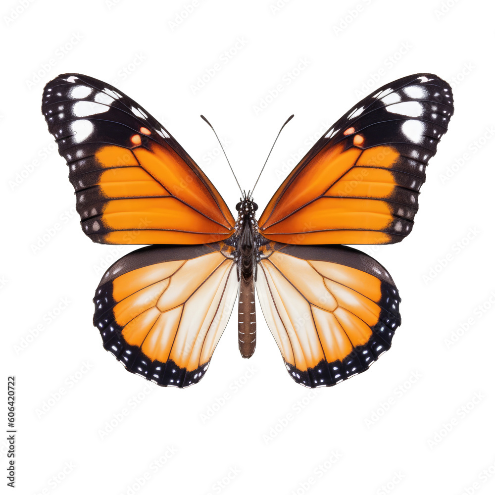 Plain tiger butterfly - Danaus chrysippus. Transparent PNG. Generative AI Plain tiger butterfly - Danaus chrysippus. Transparent PNG. Generative AI