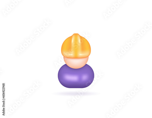 symbol or icon of an industrial worker. factory workers, technicians, engineers. illustration of a person wearing a safety helmet. 3d and realistic concept design. vector elements. white background