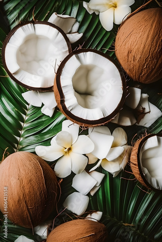 Nature's Refreshment: Full Continuous Pattern of Coconut Slices for Summer Flair