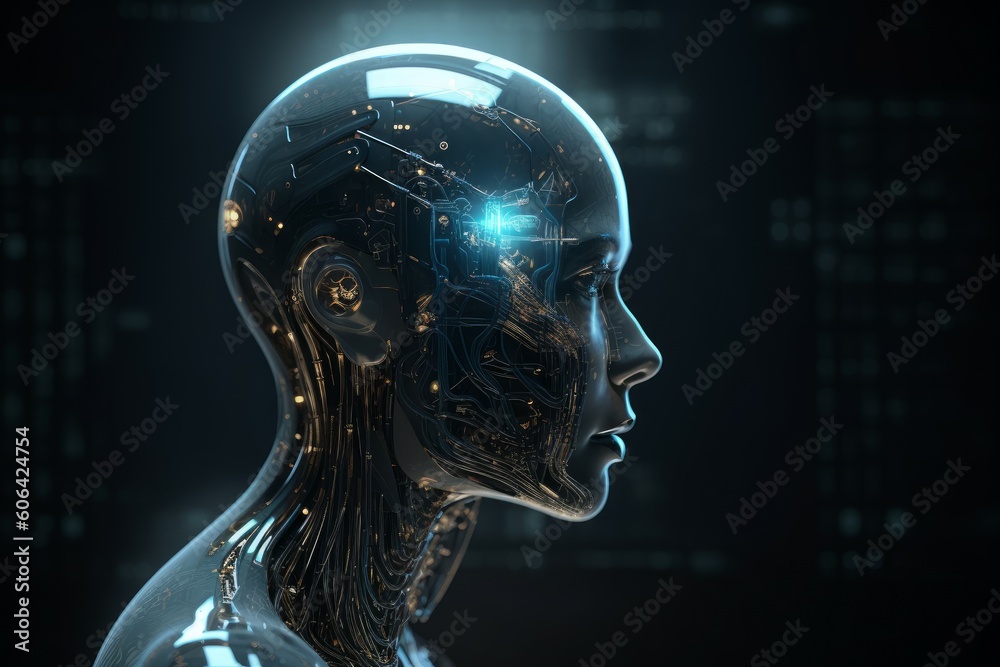 Robot learning head machine. Generate Ai Robot learning head machine. Generate Ai