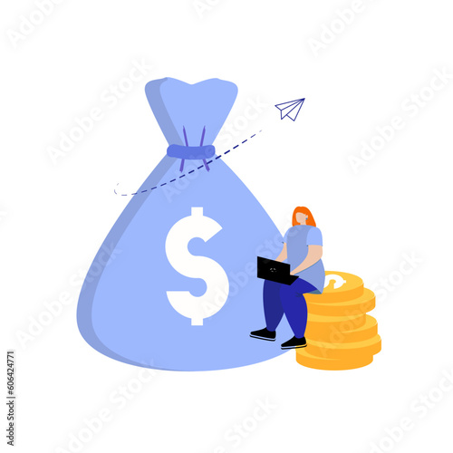 Woman saving money for a trip