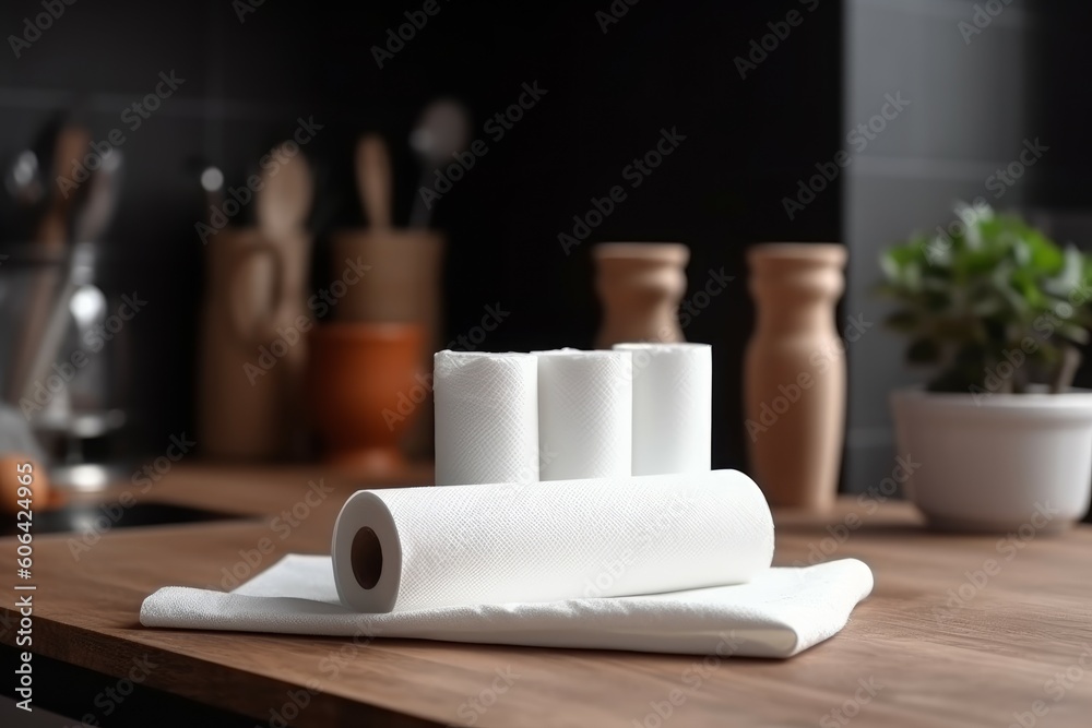 Naklejka premium Roll white paper kitchen. Generate Ai