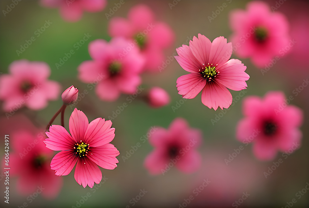 Obraz premium Beautiful cherry flowers with bokeh background.