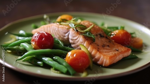 grilled salmon with vegetables, ai generative