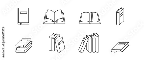 Book line icon set. Isolated textbook sign on white background. Vector illustration