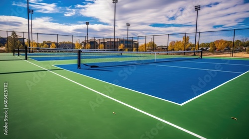 Wallpaper Mural tennis court with a goal, ai generative Torontodigital.ca