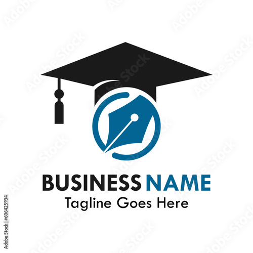 pen hat graduation design logo template illustration